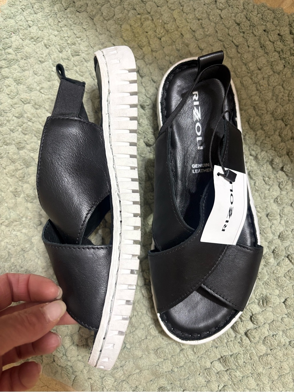 Rizzoli Black Leather Cross-Strap Women's Sandals - Picture 2 of 4